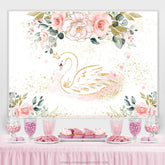 Rosa Blumen Grün Blatt Gold Funkeln Schwan Geburtstag Hintergrund